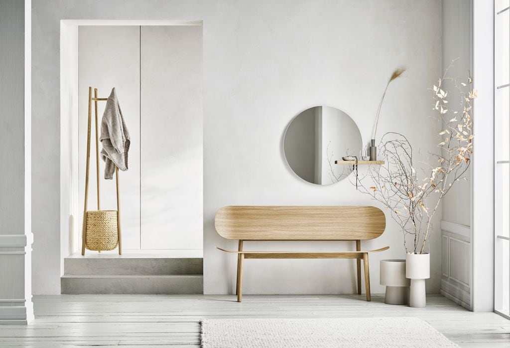 Espejo redondo con estante integrado