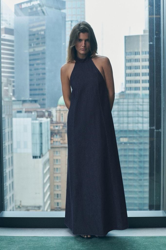 Vestido halter denim Zara 