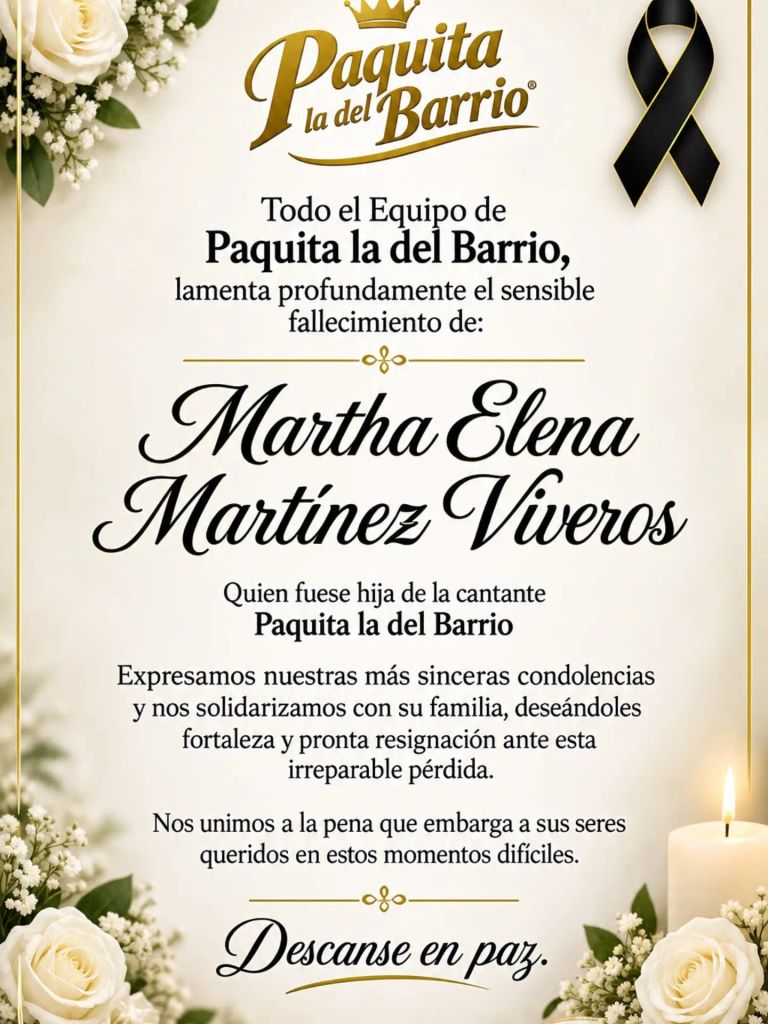 El equipo de Paquita la del Barrio lamentó la triste noticia