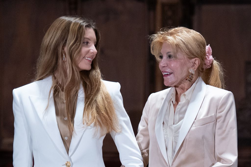 BARCELONA CTALUNYA, SPAIN - DECEMBER 12: Carmen Cervera y su madre, la baroness Thyssen-Bornemisza, durante la presentación del futuro Museo Carmen Thyssen en el ayuntamiento de Barcelona 