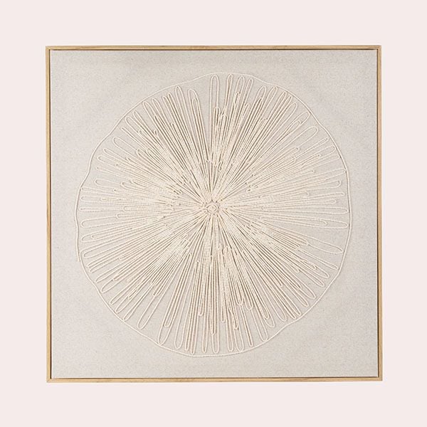 Maisons du Monde - Cuadro en lino gris con flor CAMIARA