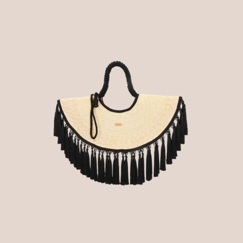 bolso de rafia con flecos