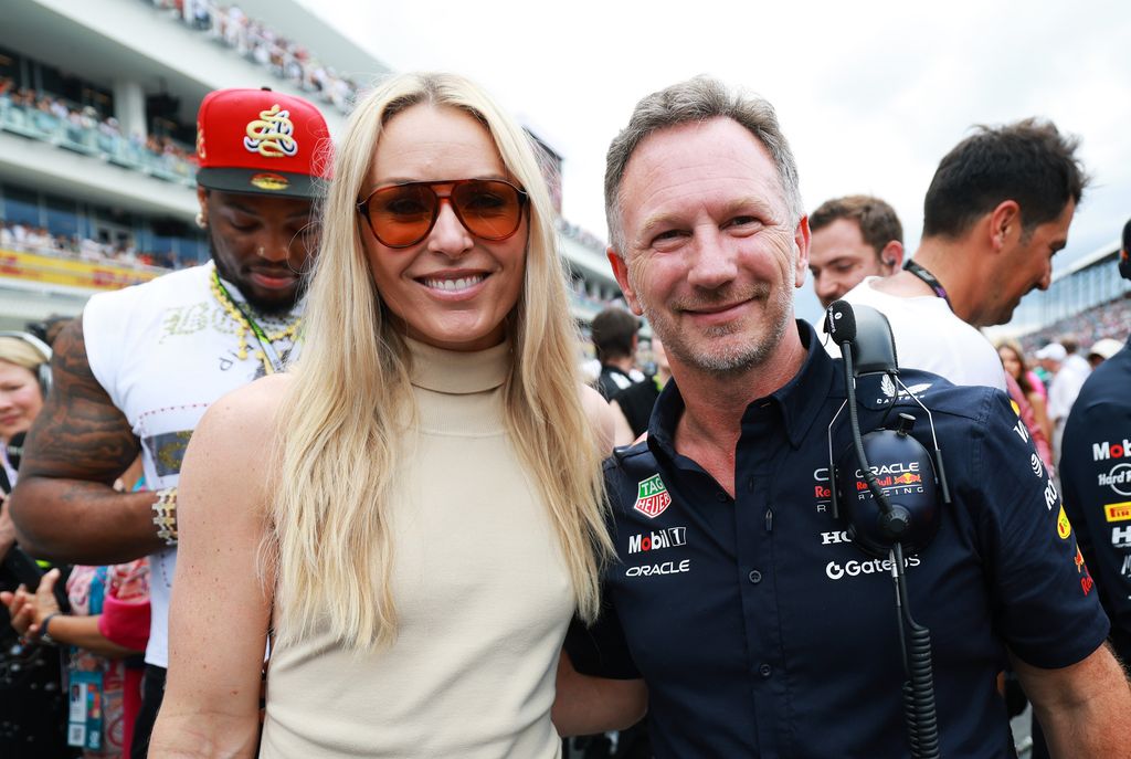 La esquiadora olímpica estadounidense Lindsey Vonn junto a Christian Horner