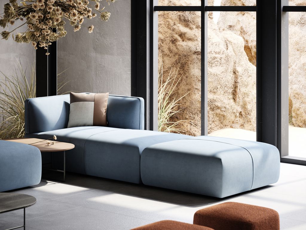 Chaise longue tapizada en azul