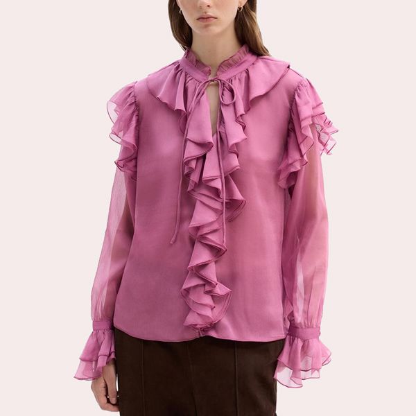 Simorra Blusa de mujer volantes bambula