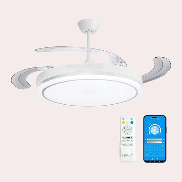 LEDUNI Ventilador de Techo LED con Aspas Retráctiles
