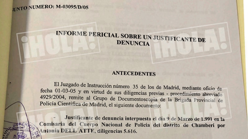 Una captura del justificante de denuncia a Alessandro Lequio