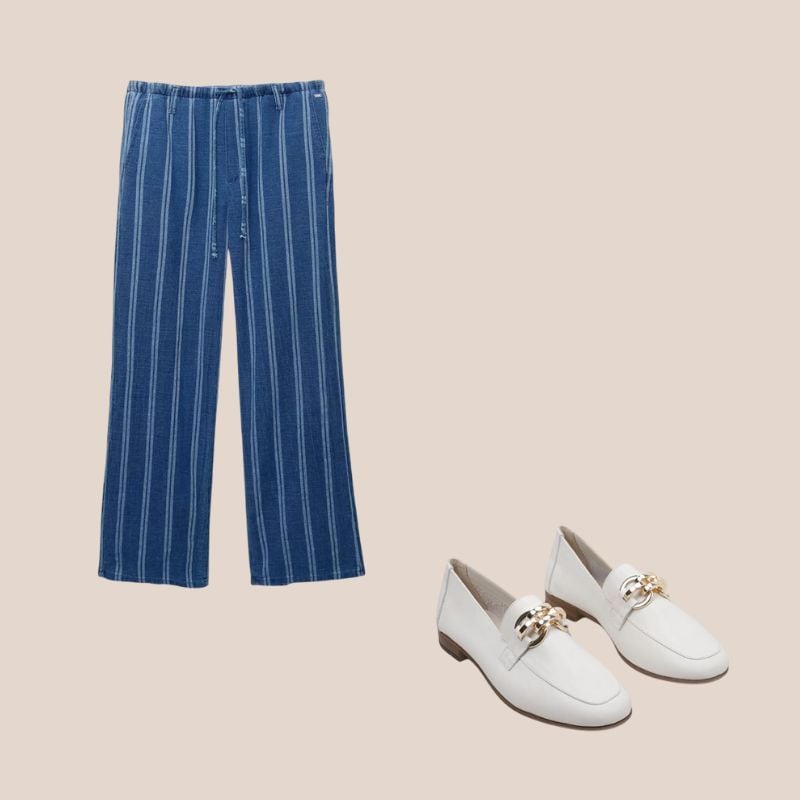 pantalones pijmeros y mocasines
