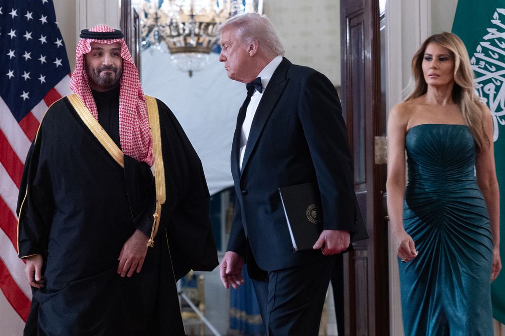 Donald Trump y Melania en la cena de gala en honor al príncipe Mohammed bin Salman en la Casa Blanca