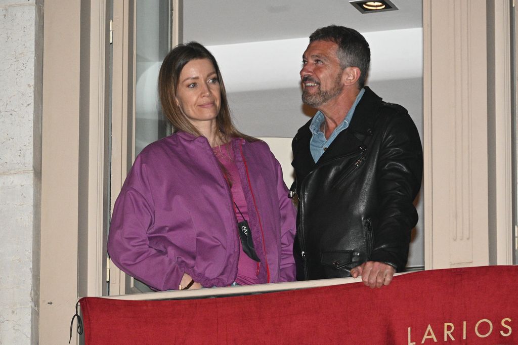 Actor Antonio Banderas y Nicole Kimpel en la Semana Santa de Málaga