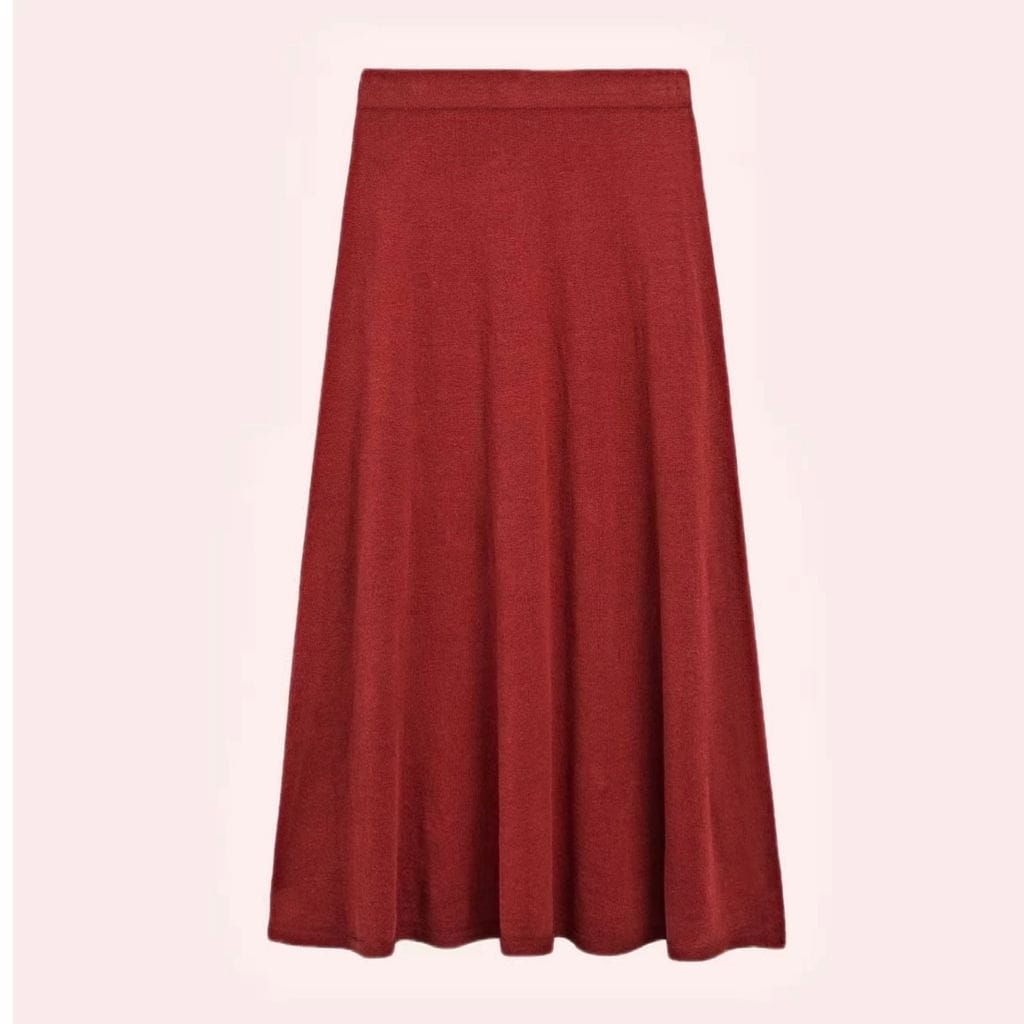 Falda de lino granate de Massimo Dutti