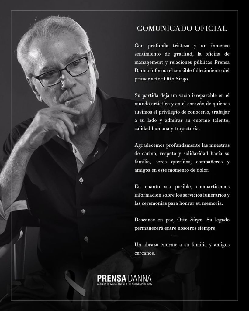 Prensa Danna confirmó la muerte de Otto Sirgo
