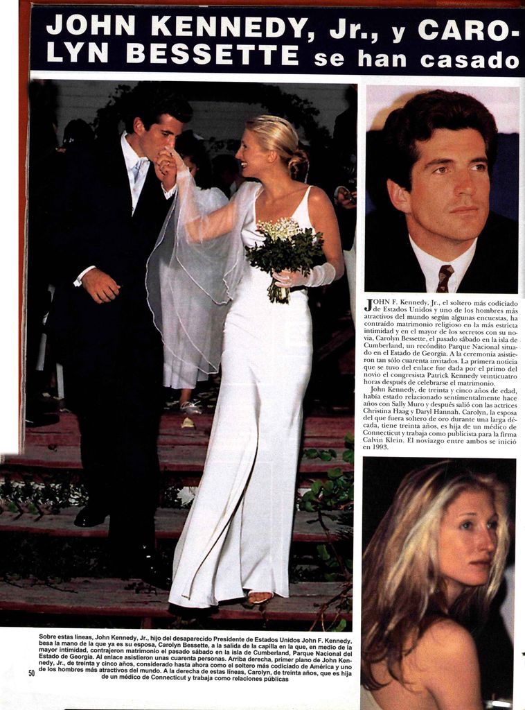 NO EDITAR NI RECORTAR LA PÁGINA. PUBLICAR LA PAGINA ENTERA. Boda John John Kennedy y Carolyn Bessette publicado en hola 2721 3 octubre 1996