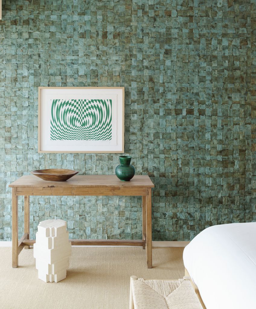 Revestimiento mural con textura en color verde