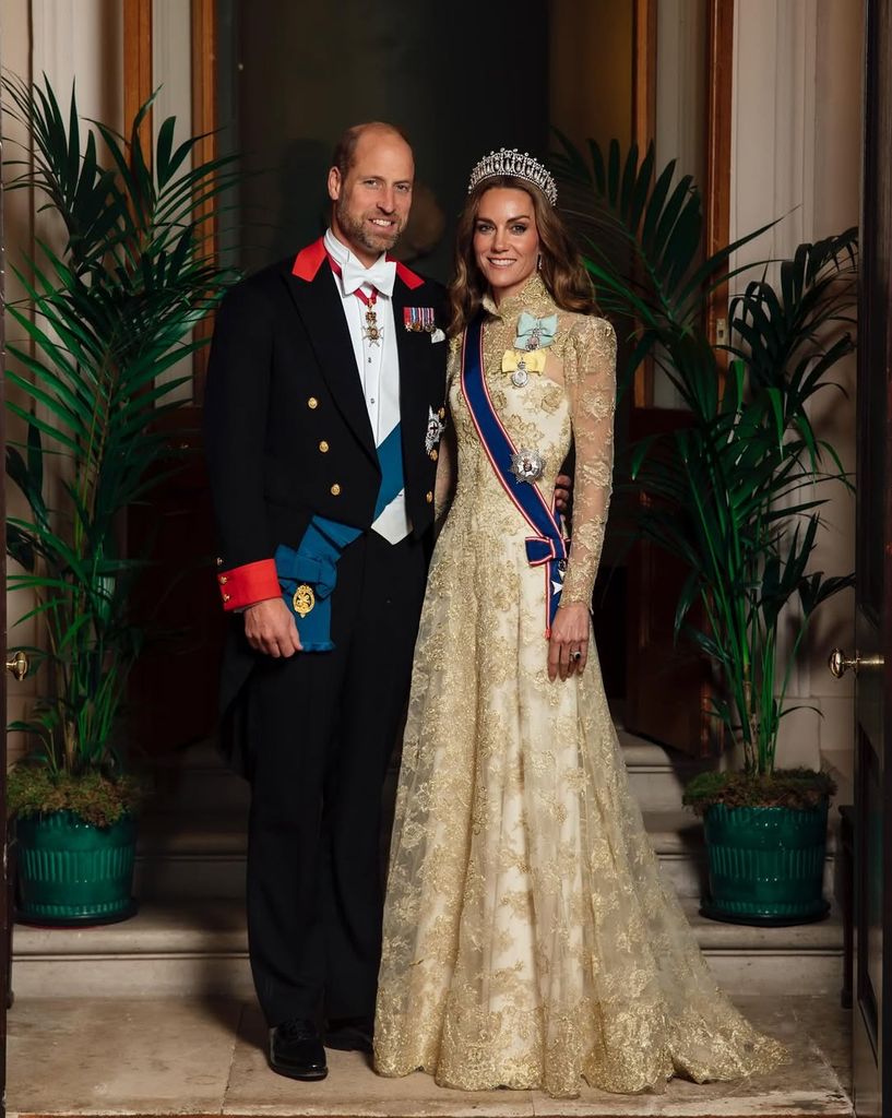 Kate Middleton, princesa de Gales, con look de gala, 2025.