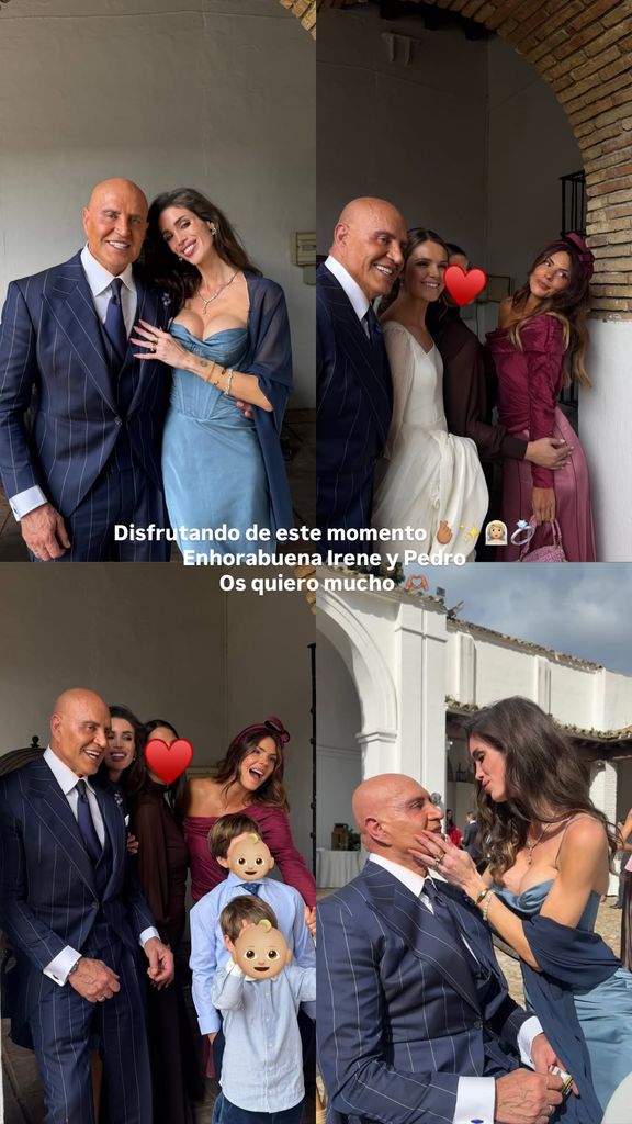 La familia Matamoros-Flores, en el enlace de Irene: Laura con sus hijos, y Kiko junto a su pareja