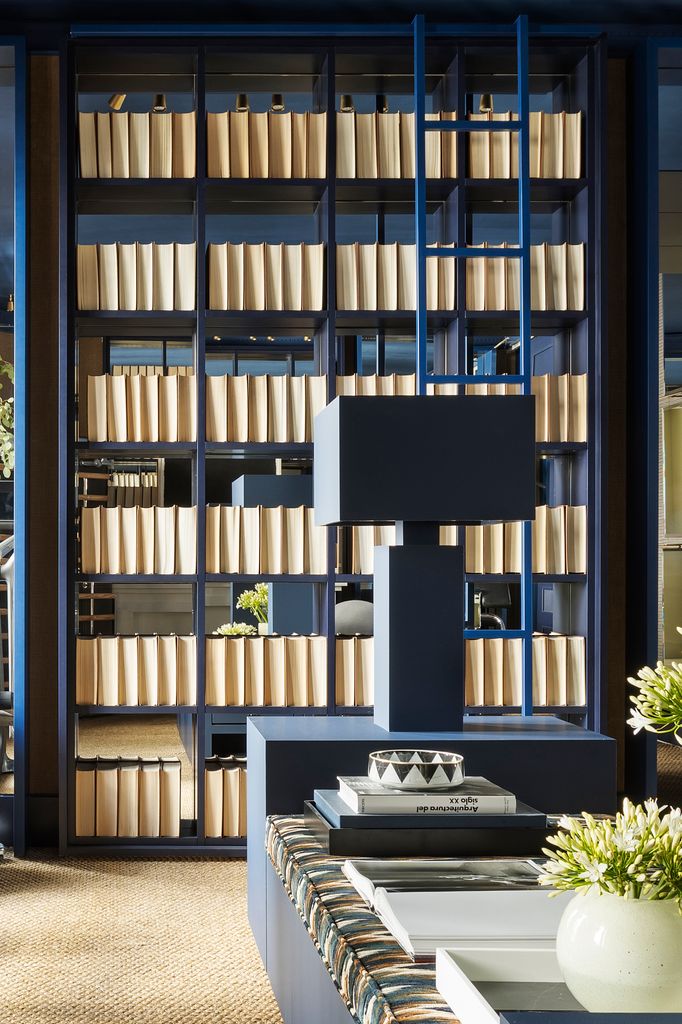 Estantería con libros dados la vuelta