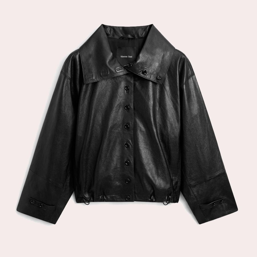 Chaqueta bomber piel napa detalle botones