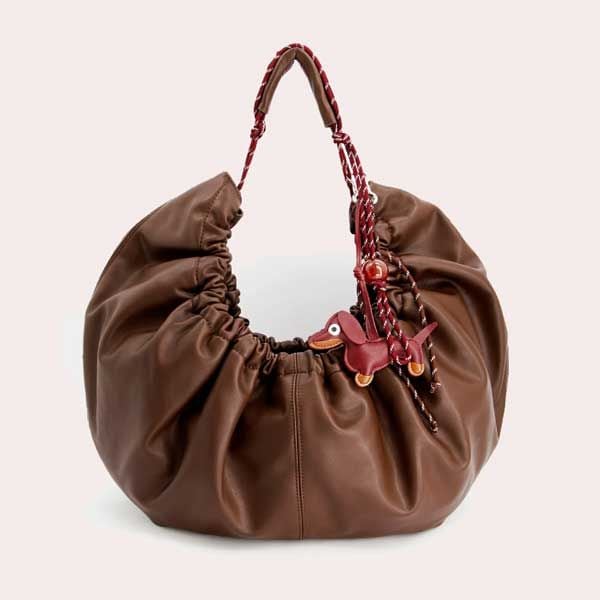 Bolso marrón fruncido efecto piel - ULK Bolor