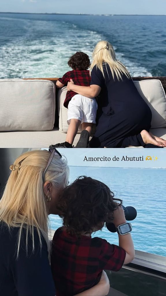 Ludy Ferreira dio un paseo en Navidad con su nieto 'Marquito'.