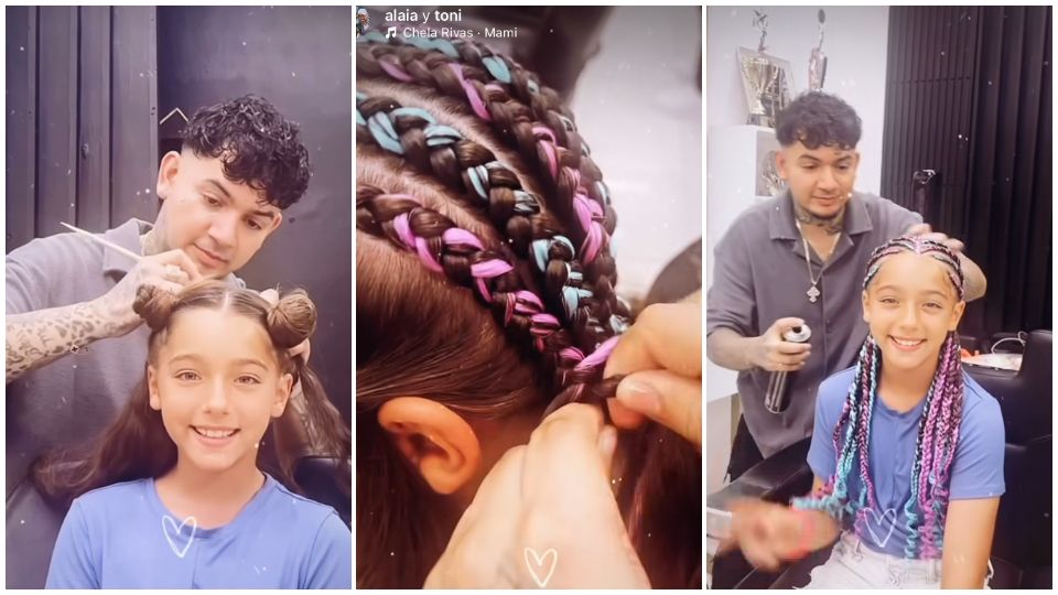 Alaïa y el proceso de elaboración de sus trenzas de colores.
