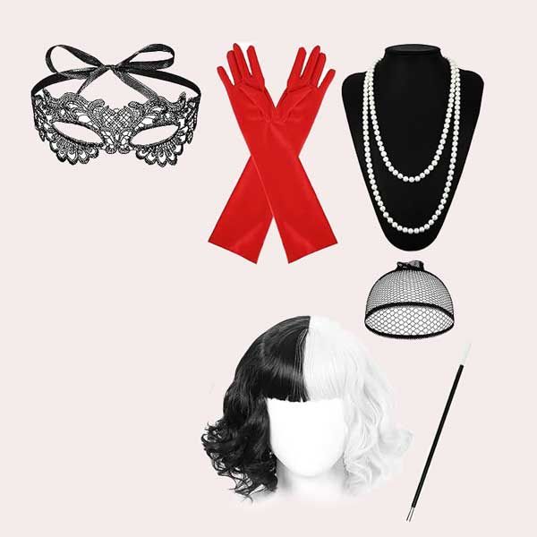 Peluca Cruella Devil Blanco y Negro