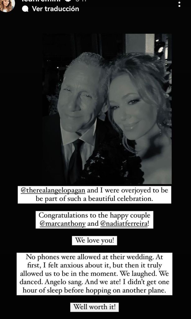 Leah Remini en la boda de Marc Anthony