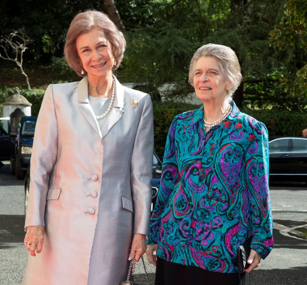 La reina Sofía con su hermana, la princesa Irene en la boda de Leka de Albania en 2016