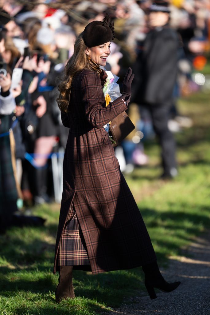 Kate Middleton, princesa de Gales, en la misa de Navidad, 2025.