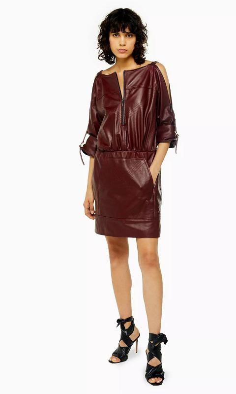 vestido de cuero de topshop