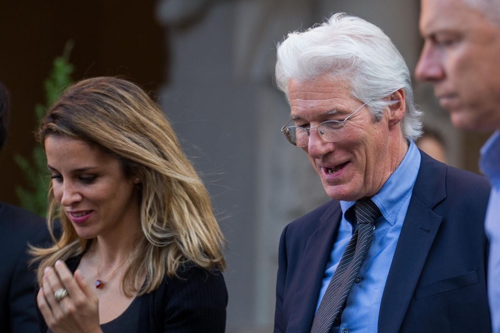 Richard Gere y su entonces novia Alejandra Silva el día de su encuentro con el Papa Francisco en 2016.