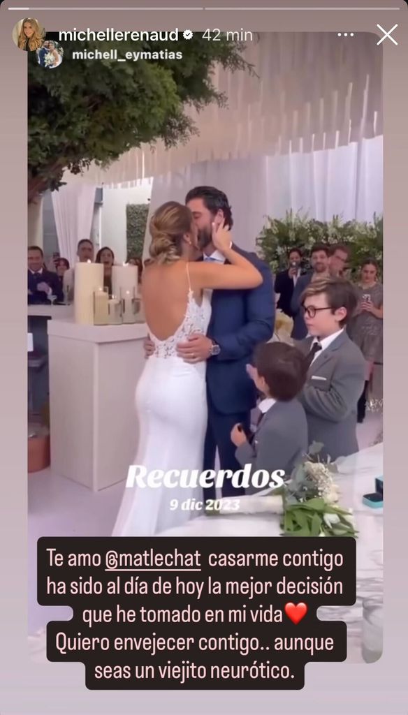 Michelle Renaud dedicó una dulce felicitación a su esposo por su segundo aniversario de bodas. 
