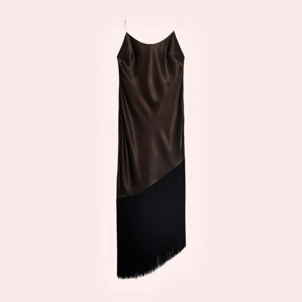 Vestido midi satinado de Mango 
