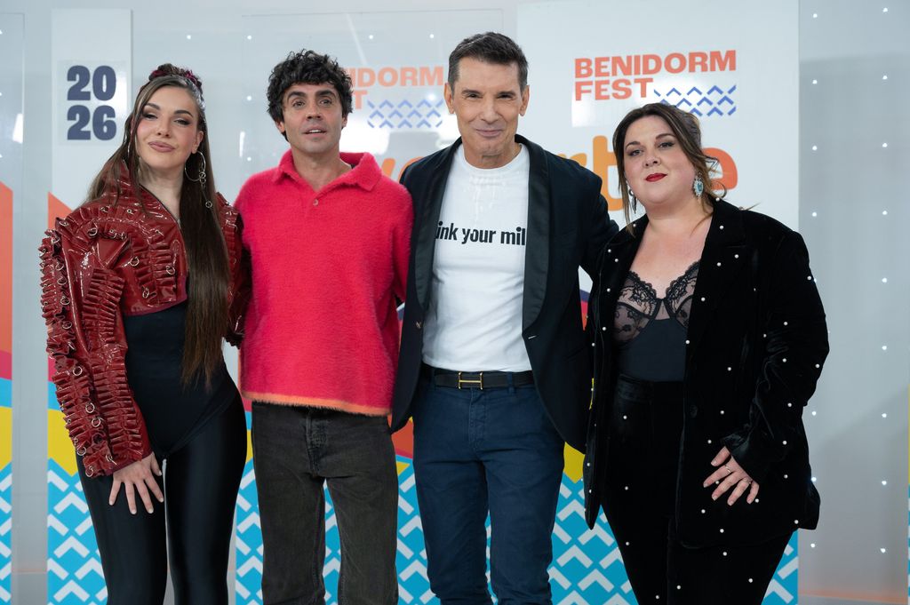 De izquierda a derecha, Inés Hernand, Javier Ambrossi, Jesús Vázquez y Lalachus