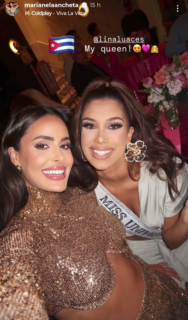 Marianela Ancheta junto a su sucesora Lina Luaces, actual Miss Universe Cuba.