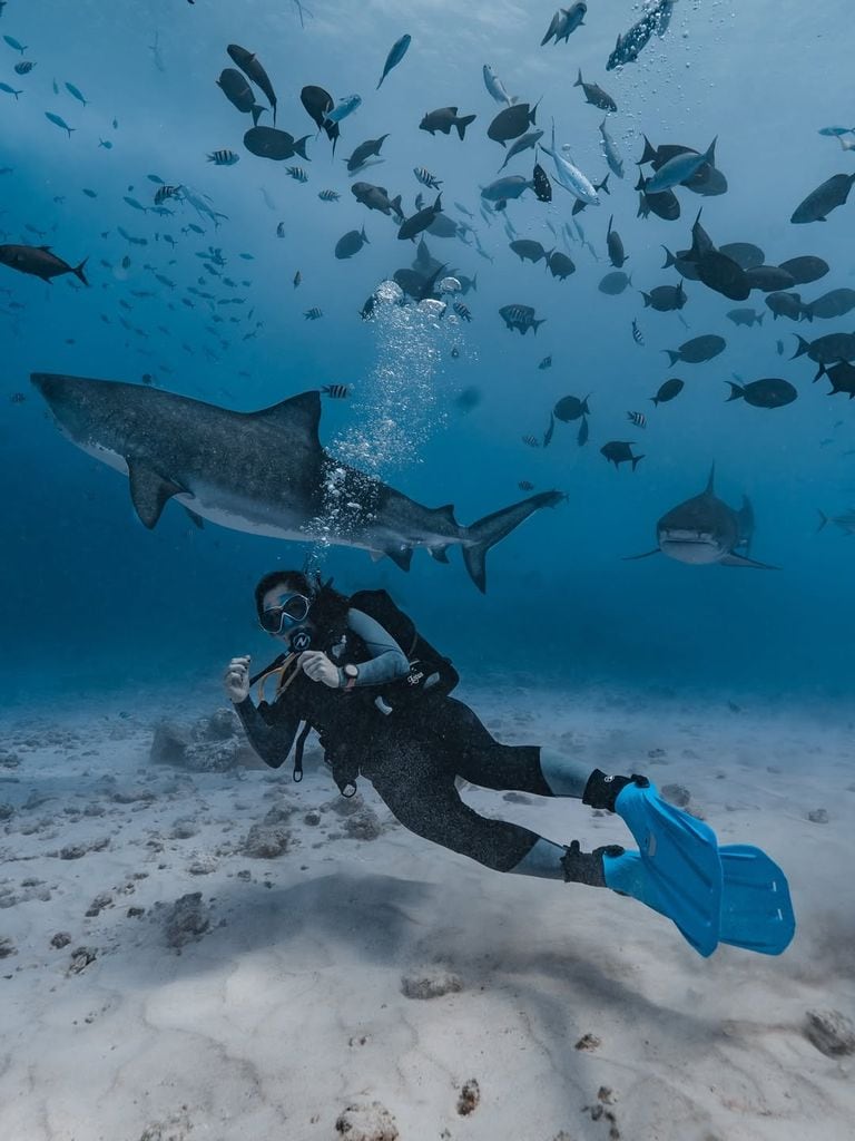 Mamen Mendizábal buceando en Maldivas