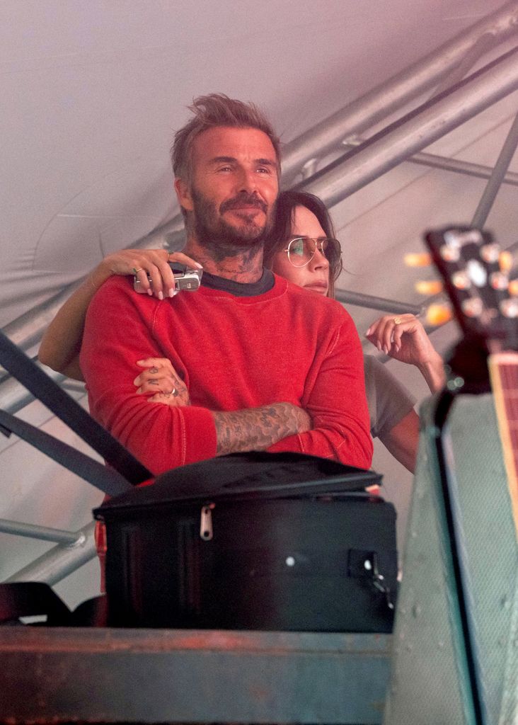 David y Victoria Beckham en el Festival Reading donde actuó su hijo Cruz