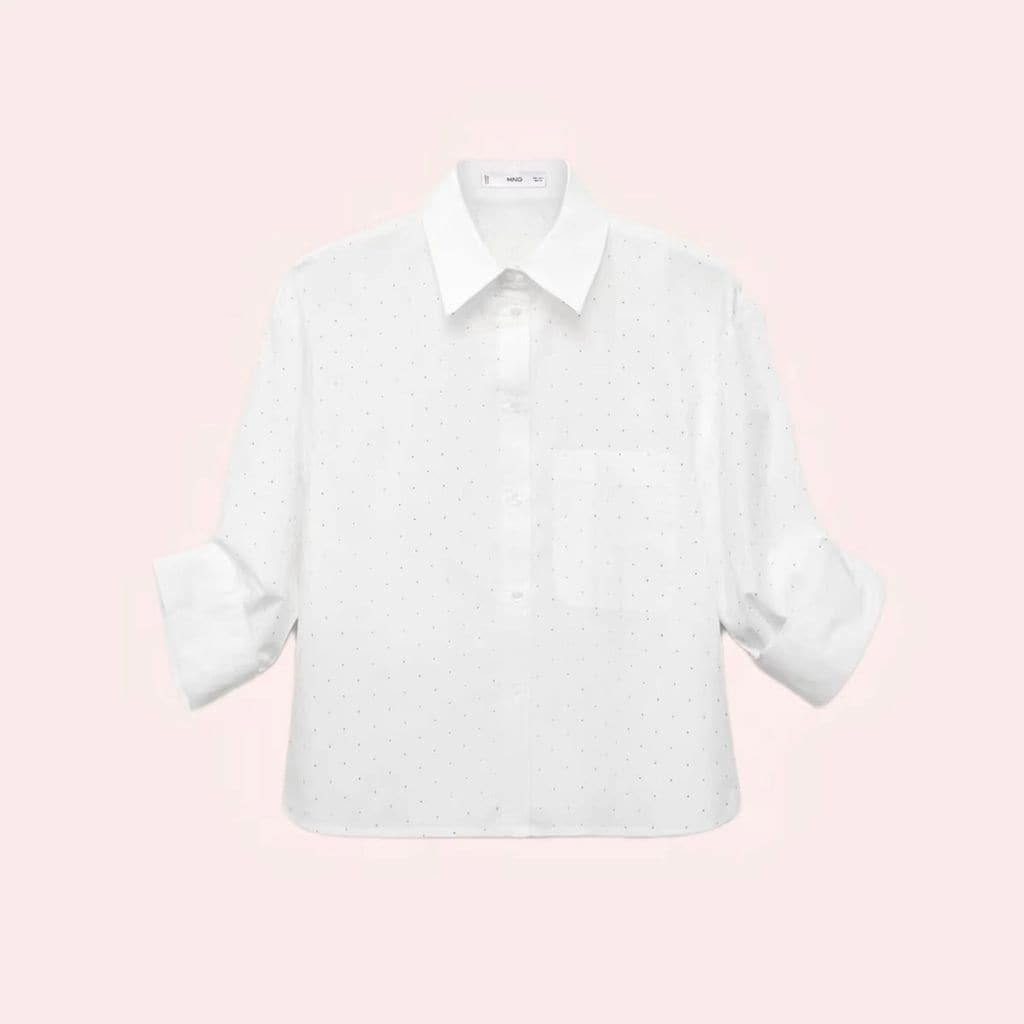 Camisa crop strass de Mango