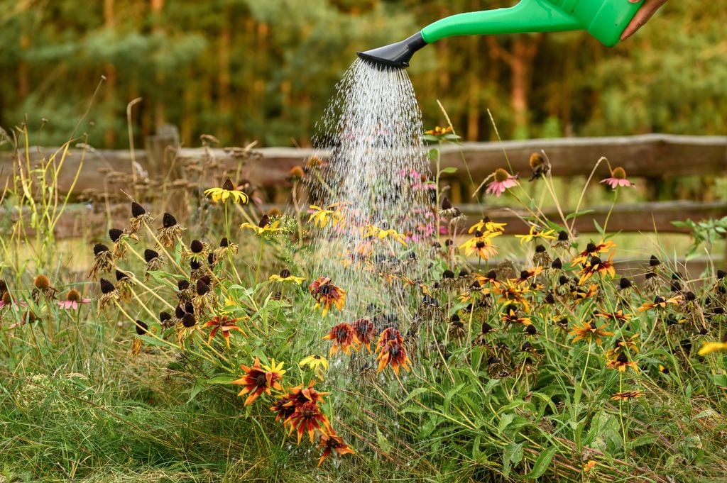 Regar las plantas de exterior
