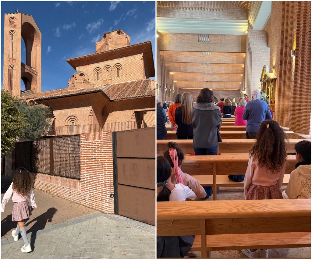 Georgina y sus hijos fueron a misa en la Parroquia Santa María de Caná, en Madrid.