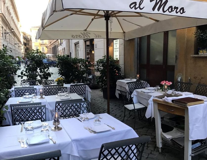 Terraza de Al Moro, en el corazón de Roma. 