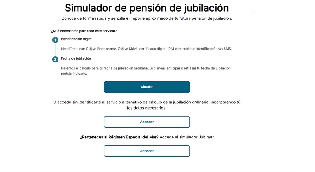 Simulador oficial de pensión de la Seguridad Social