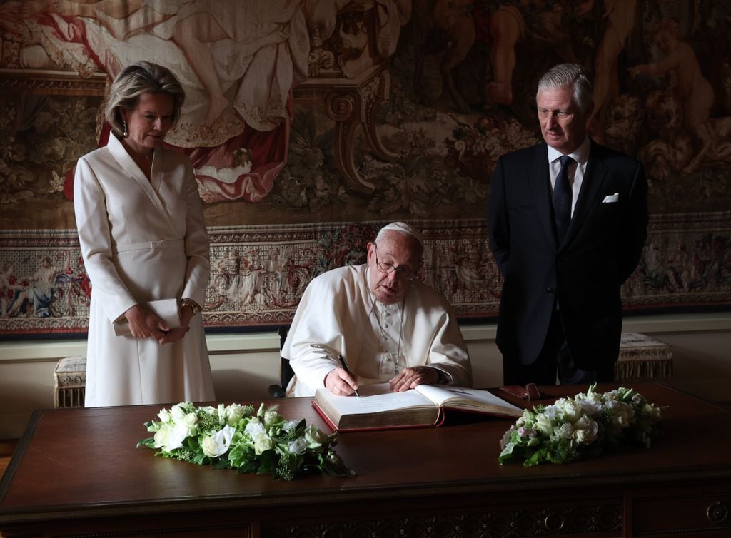 Felipe y Matilde de Bélgica con el papa Francisco en septiembre de 2024