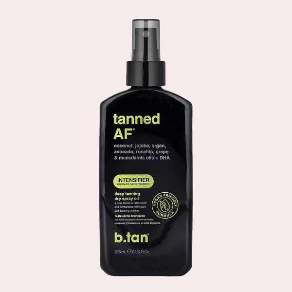 b.tan, Tanned AF®, Aceite en spray para un bronceado profundo en seco
