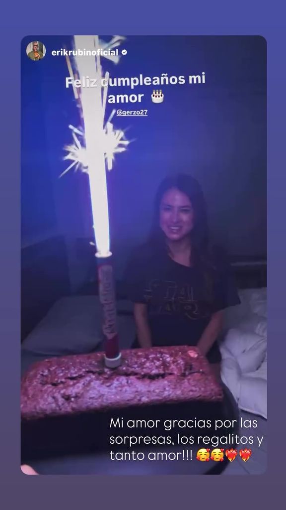 Geraldine agradeció el lindo gesto de Erik en su cummpleaños.