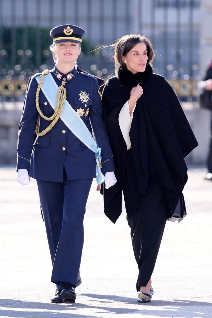 La reina Letizia y la princesa Leonor durante la Pascua Militar en Madrid. 