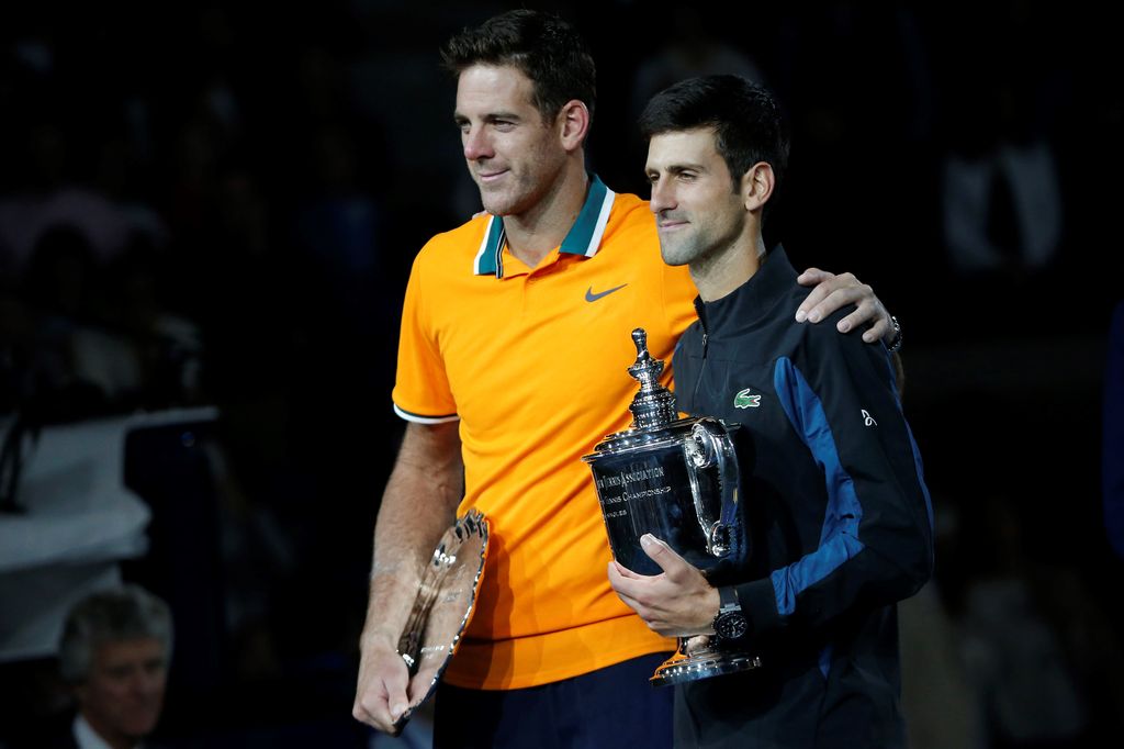 Del Potro junto a Novak Djokovic en el US Open 2018
