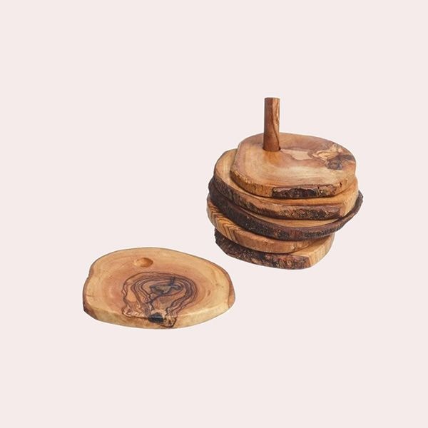 Set de 6 Posavasos de Madera de Olivo con Soporte Selbrae de Claudia&Julia
