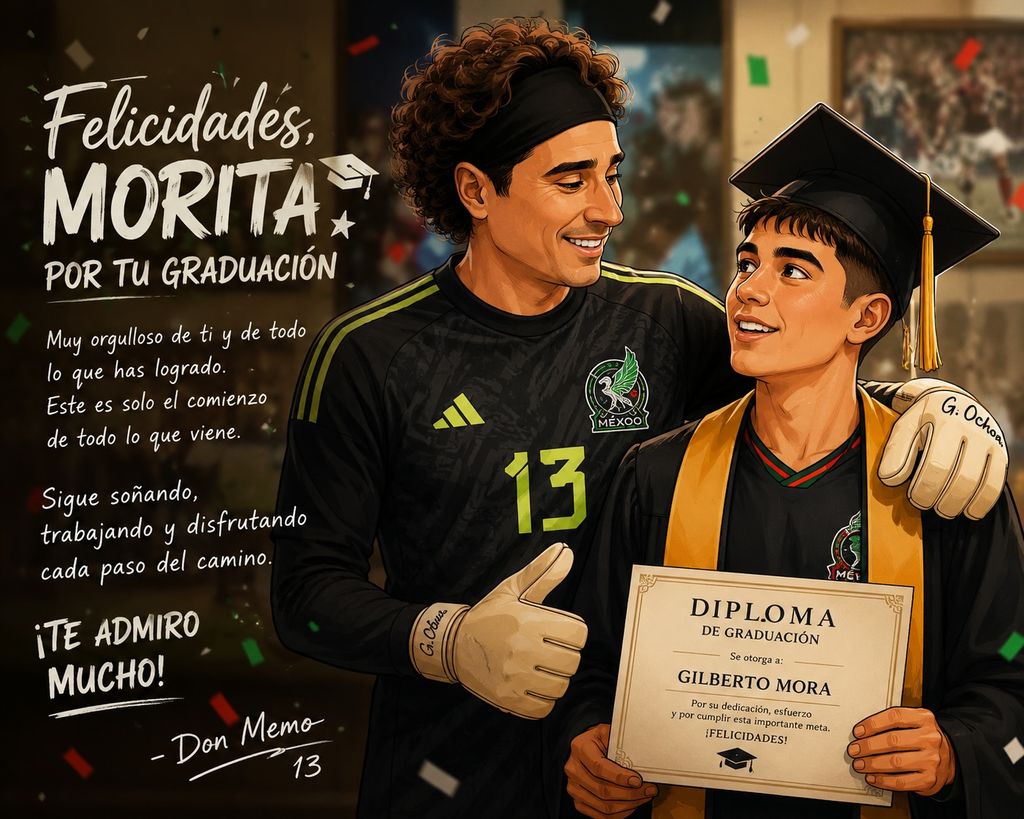 Memo Ochoa envió una feliciatación para Gilberto Mora por su graduación