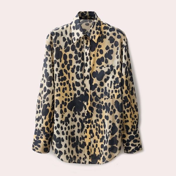 Camisa leopardo bolsillo Mango